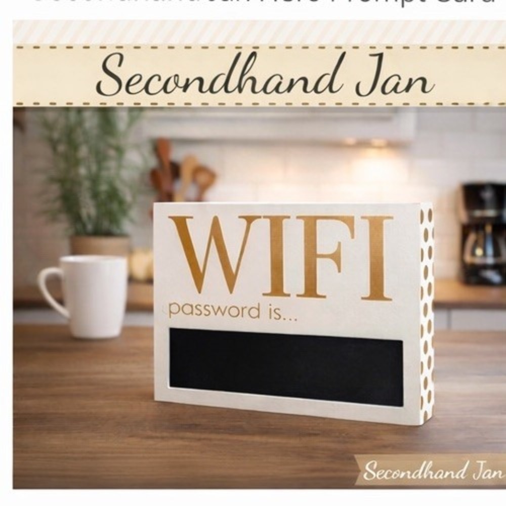 Adams & Co WiFi Password Sign Wooden Chalkboard‎ 11.5x9 Gold Polka-dots On Edges